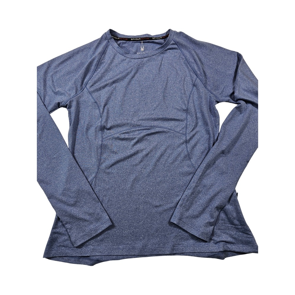 Spyder‎ Active Womens Blue Heathered Long Sleeve Performance Top Thumbholes Sz M